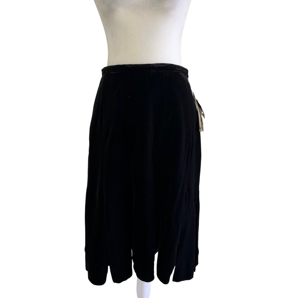 NWT R&K Evening Skirt Velvet SZ L Black Midi Special Occasions Holiday Party